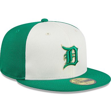 Men's New Era White/Green Detroit Tigers 2024 St. Patrick's Day 59FIFTY Fitted Hat