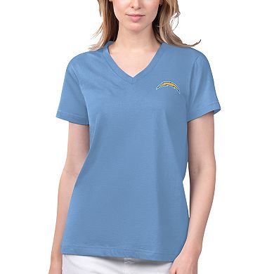 Women's Margaritaville Blue Los Angeles Chargers Game Time V-Neck T-Shirt