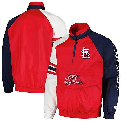 Men's Starter Red/Navy St. Louis Cardinals Elite Raglan Half-Zip Jacket