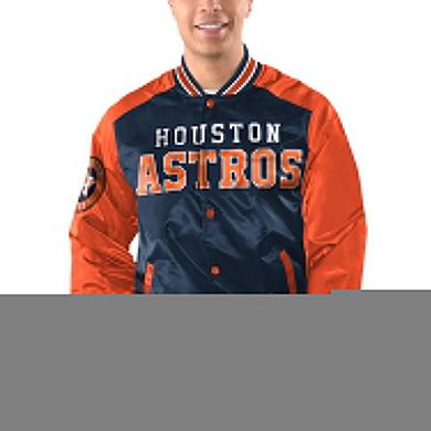 Men's Starter Navy/Orange Houston Astros Varsity Satin Full-Snap Jacket
