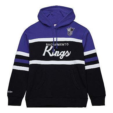 Men's Mitchell & Ness Black/Purple Sacramento Kings Head Coach Pullover Hoodie