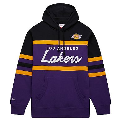 Men's Mitchell & Ness Purple/Black Los Angeles Lakers Head Coach Pullover Hoodie