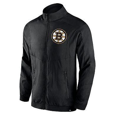 Men's Fanatics Branded Black Boston Bruins Step Up Crinkle Raglan Full-Zip Windbreaker Jacket