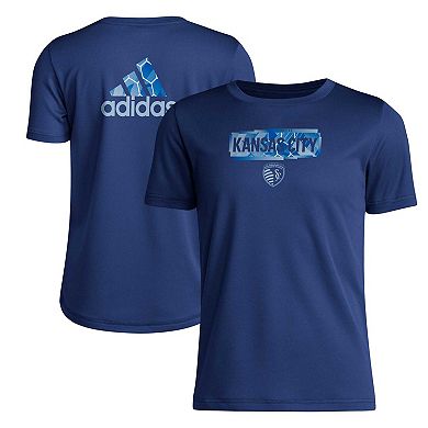 Youth adidas Navy Sporting Kansas City Local Pop T-Shirt