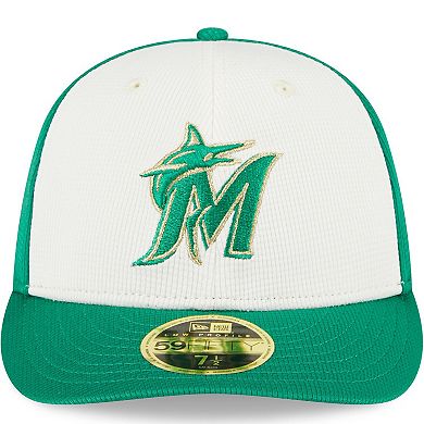 Men's New Era White/Green Miami Marlins 2024 St. Patrick's Day Low Profile 59FIFTY Fitted Hat