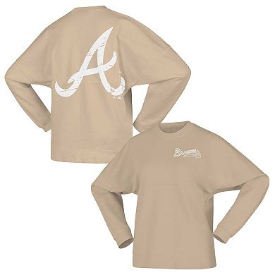 Women's Fanatics Branded Tan Atlanta Braves Branded Fleece Pullover Sweatshirt