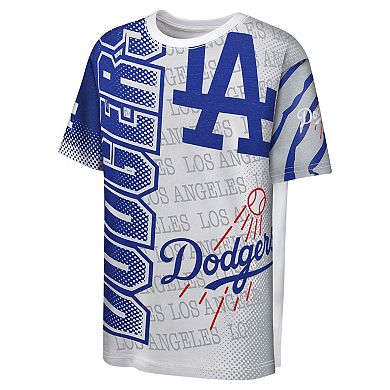 Youth Fanatics Branded White Los Angeles Dodgers Impact Hit Bold T-Shirt