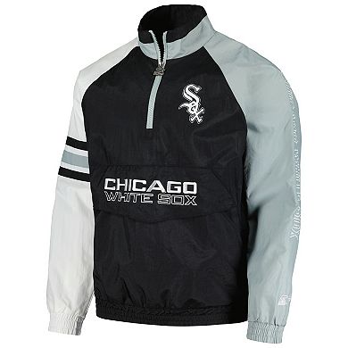 Men's Starter Black/White Chicago White Sox Elite Raglan Half-Zip Jacket