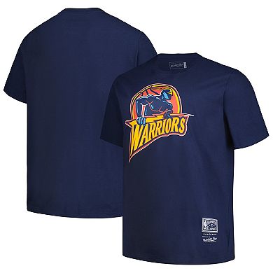Men's Mitchell & Ness Navy Golden State Warriors Big & Tall Hardwood Classics Vintage Logo T-Shirt