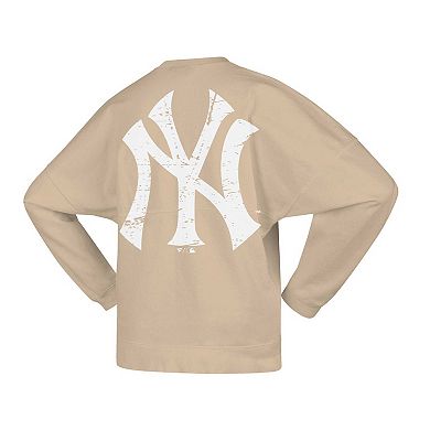 Women's Spirit Jersey Tan New York Yankees Branded Fleece Pullover Sweatshirt