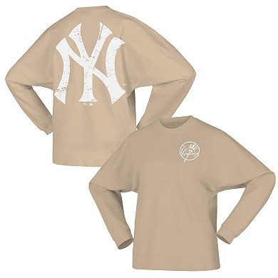 Women's Spirit Jersey Tan New York Yankees Branded Fleece Pullover Sweatshirt
