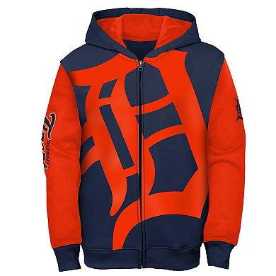 Youth Fanatics Branded Navy/Orange Detroit Tigers Postcard Full-Zip Hoodie Jacket