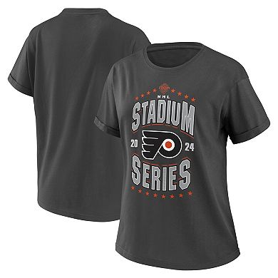 Women's WEAR by Erin Andrews  Charcoal Philadelphia Flyers 2024 NHL Stadium Series Boyfriend T-Shirt