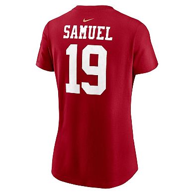 Women's Nike Deebo Samuel Scarlet San Francisco 49ers Super Bowl LVIII Patch Player Name & Number T-Shirt