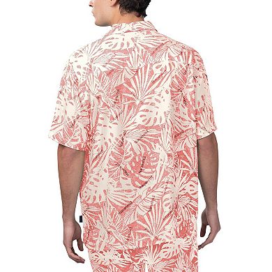 Men's Margaritaville Tan Tampa Bay Buccaneers Sand Washed Monstera Print Party Button-Up Shirt