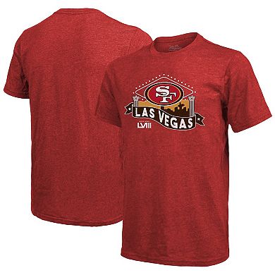 Men's Majestic Threads Scarlet San Francisco 49ers Super Bowl LVIII Tri-Blend T-Shirt