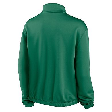 Women's Nike Green Oakland Athletics Rewind Splice Half-Zip Semi-Cropped Bubble Hem Sweatshirt