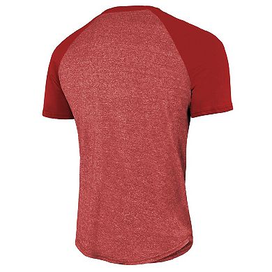 Men's Majestic Threads Scarlet San Francisco 49ers Super Bowl LVIII Tri-Blend Raglan T-Shirt