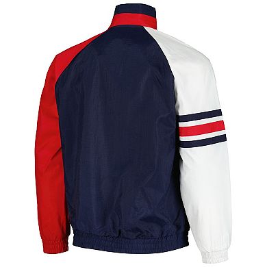 Men's Starter Navy/Red Cleveland Guardians Elite Raglan Half-Zip Jacket