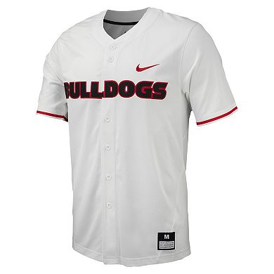 Men's Nike White Georgia Bulldogs Replica Full-Button Baseball Jersey