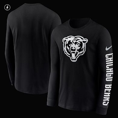 Men's Nike Black Chicago Bears RFLCTV Name and Logo T-Shirt