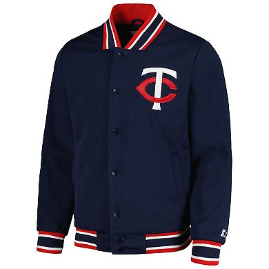 Men's Starter Navy/Red Minnesota Twins Secret Weapon Satin Full-Snap Jacket