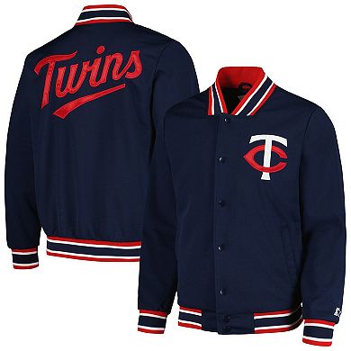 Men's Starter Navy/Red Minnesota Twins Secret Weapon Satin Full-Snap Jacket