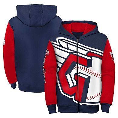 Youth Fanatics Branded Navy/Red Cleveland Guardians Postcard Full-Zip Hoodie Jacket