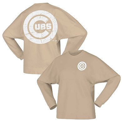 Women's Fanatics Branded Tan Chicago Cubs Branded Fleece Pullover Sweatshirt