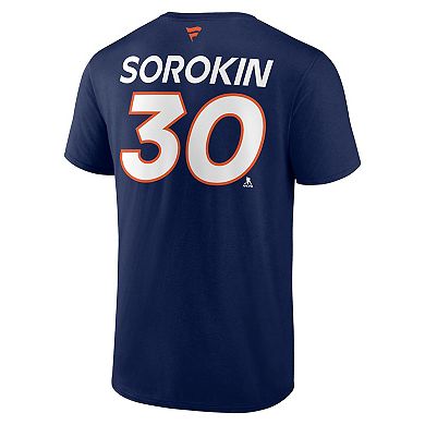 Men's Fanatics Branded Ilya Sorokin Navy New York Islanders 2024 NHL Stadium Series Authentic Pro Name & Number T-Shirt
