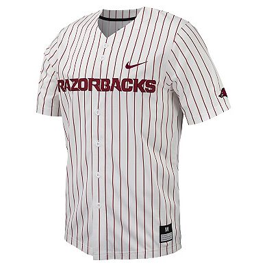 Men's Nike White Arkansas Razorbacks Pinstripe Replica Baseball Jersey