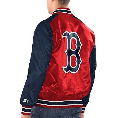 Men's Starter Red/Navy Boston Red Sox Varsity Satin Full-Snap Jacket