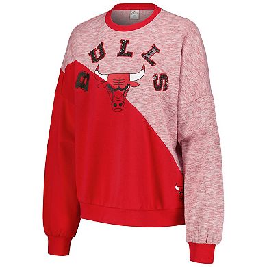 Women's G-III 4Her by Carl Banks Red Chicago Bulls Benches Split Pullover Sweatshirt