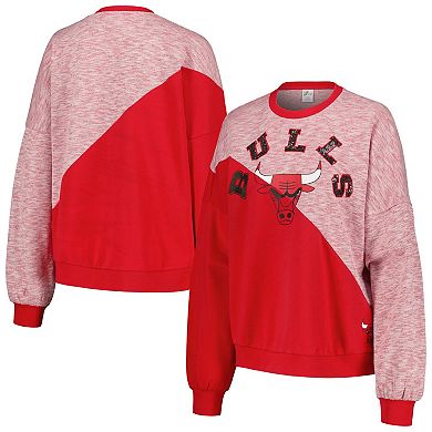 Women's G-III 4Her by Carl Banks Red Chicago Bulls Benches Split Pullover Sweatshirt