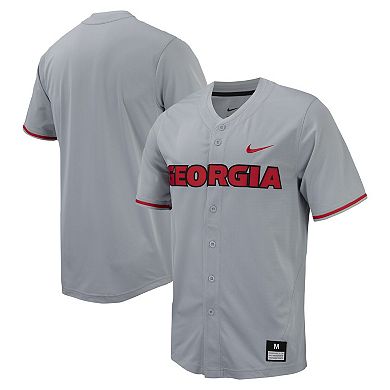 Men's Nike Gray Georgia Bulldogs Replica Full-Button Baseball Jersey