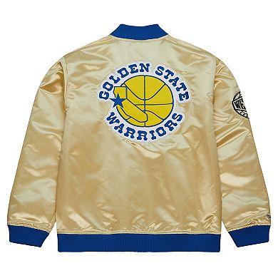Men's Mitchell & Ness Gold Golden State Warriors Team OG 2.0 Vintage Logo Satin Full-Zip Jacket