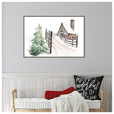 Snowy Vermont Farm By Patricia Pinto Framed Canvas Wall Art Print