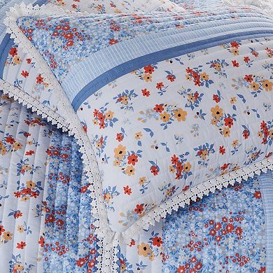 Betty Lace-Embellished Quilted Pillow Sham - Standard 20x26", White
