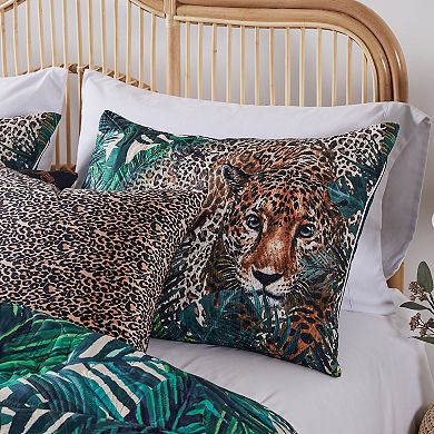 Jungle Cat Pillow Sham - King 20x36", Teal