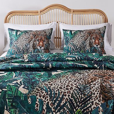 Jungle Cat Pillow Sham - King 20x36", Teal