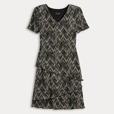 Women's Connected Apparel Pleated Bodre Tiered Dress