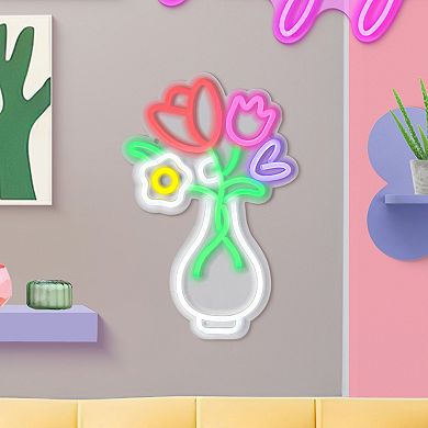 Floral Vase LED Wall Decor