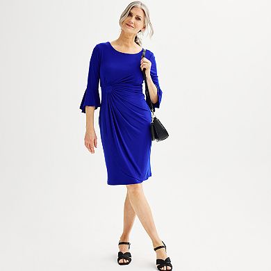 Women's Connected Apparel Solid Bell Sleeve Dress