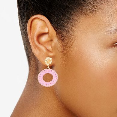 Ella Shea Gold Tone Round Flower Drop Earrings