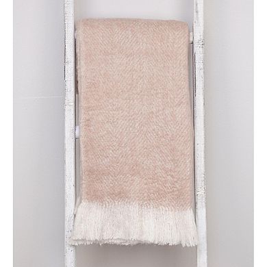 Pink and White Transitional Woven Handloom Throw Blanket 52" x 67"