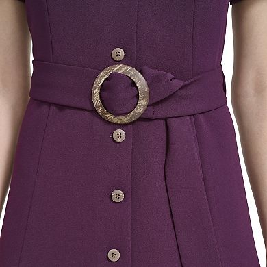 Women's Andrew Marc Short Sleeve Button Front Midi Dress