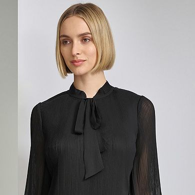 Women's Harper Rose Long Sleeve Tie Neck Pleated Shift Dress