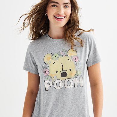 Disney's Winnie the Pooh Women's Short Sleeve Floral Graphic Tee