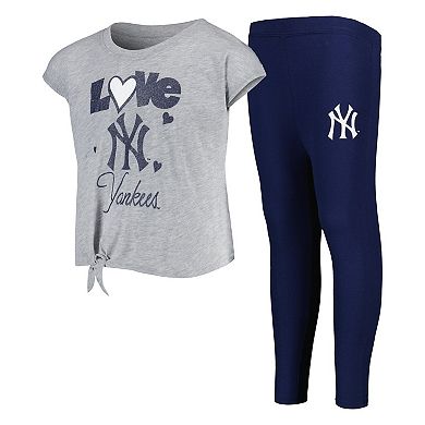 Girls Preschool Navy/Gray New York Yankees Forever Love T-Shirt & Leggings Set