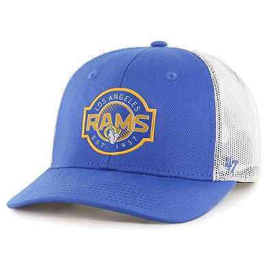 Youth '47 Royal/White Los Angeles Rams Scramble Adjustable Trucker Hat